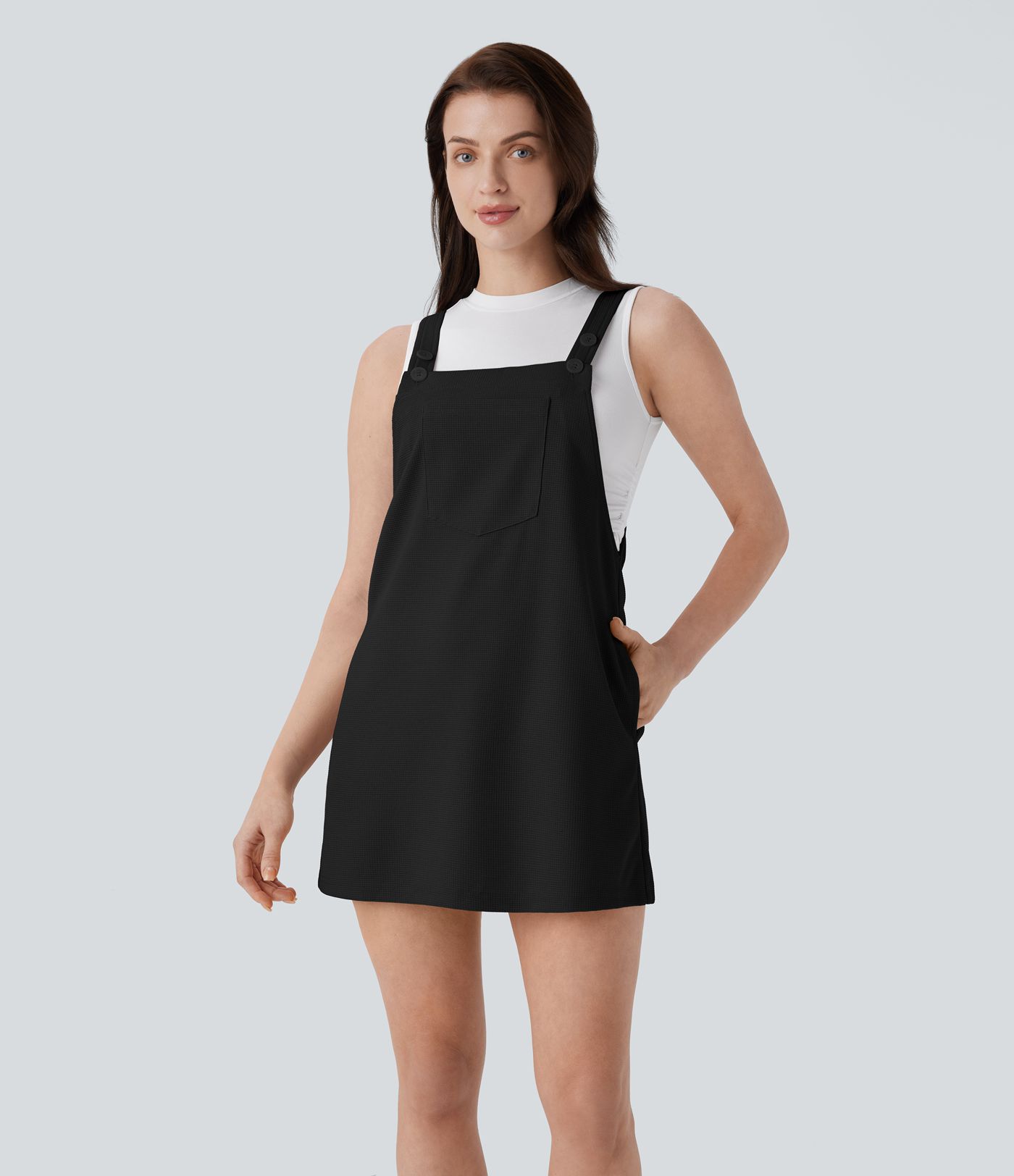 Pockets Waffle Mini Casual Dress