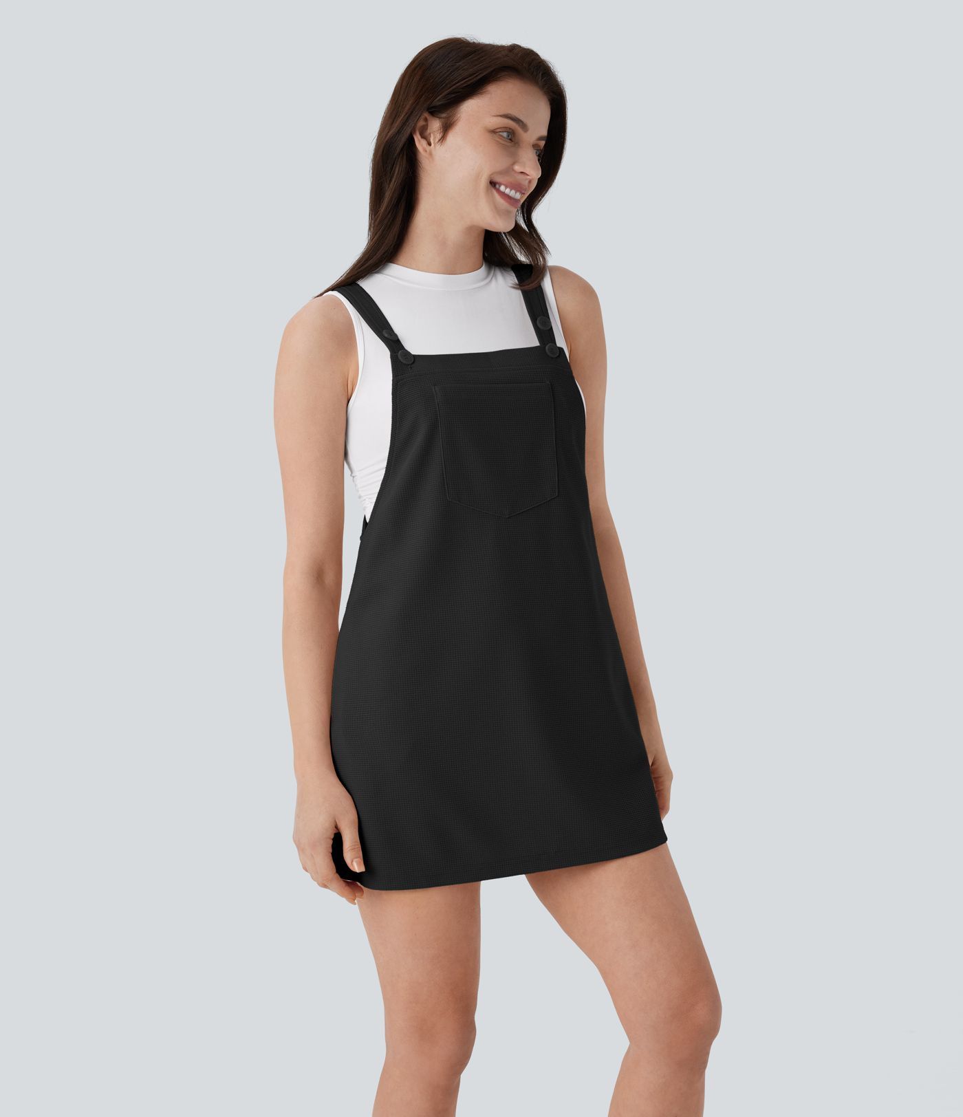 Pockets Waffle Mini Casual Dress