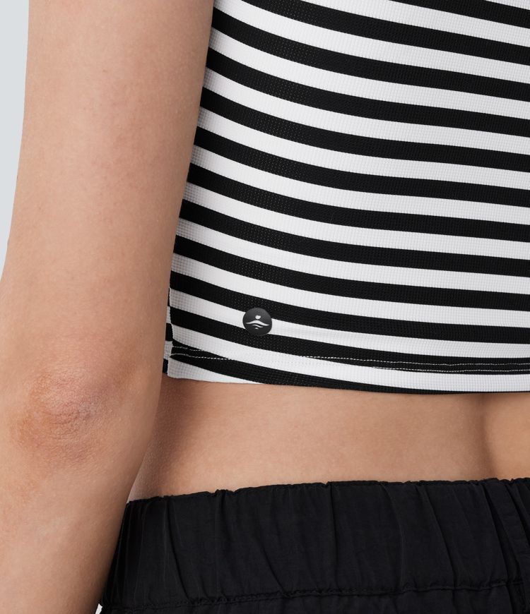 Camiseta oficina cuello barco rayas corte ajustado gofre