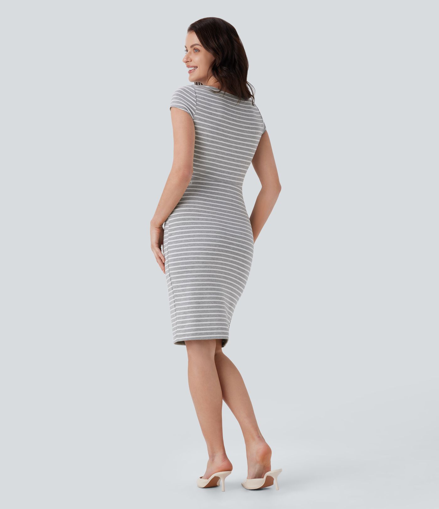 Round Neck Stripe Bodycon Casual Dress