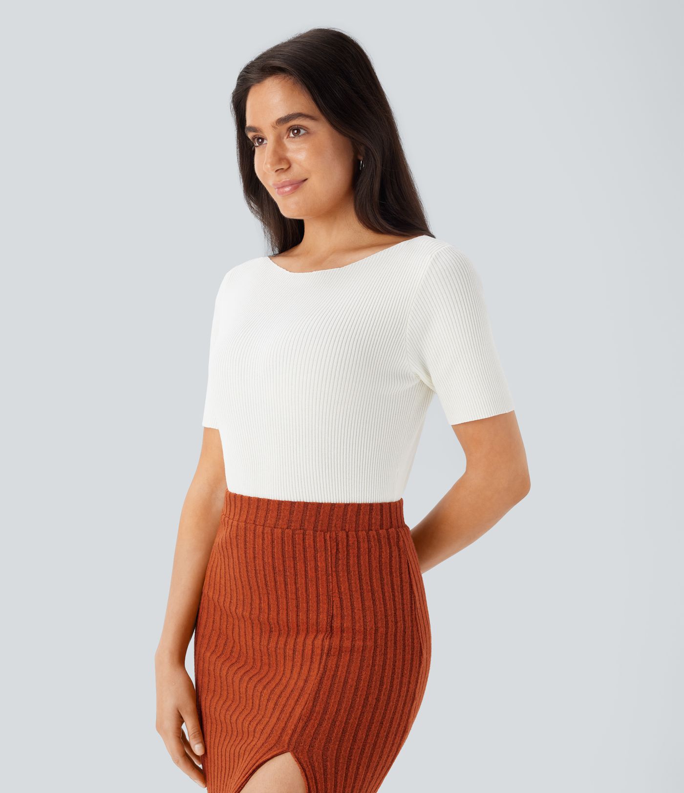 Bootshals Kurzarm Slim Fit Arbeits-Pullover