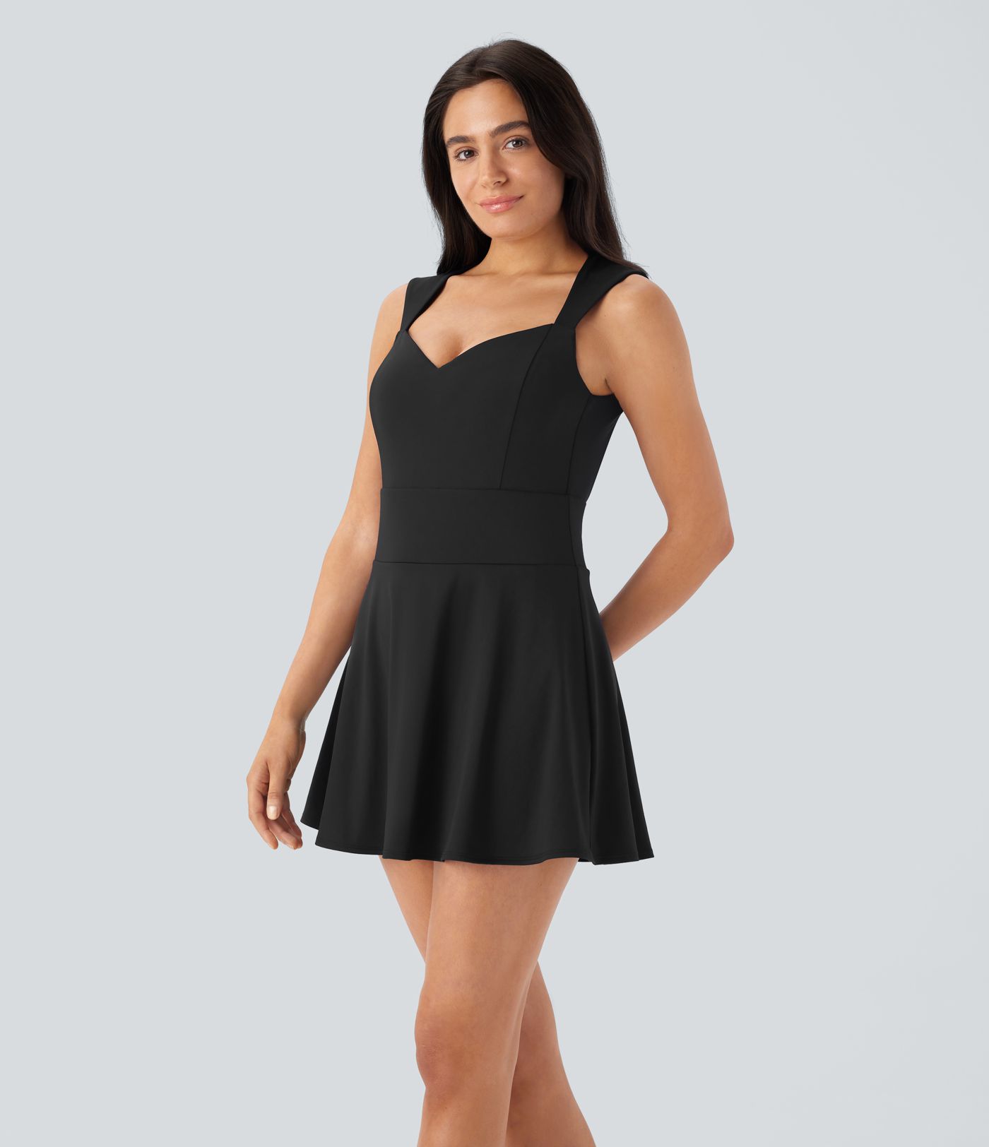 SoftlyZero™ QuickDry Sleeveless 2-in-1 Pocket Flare Mini Pickleball Active Dress