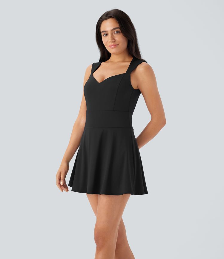 SoftlyZero™ QuickDry Sleeveless 2-in-1 Pocket Flare Mini Pickleball Active Dress