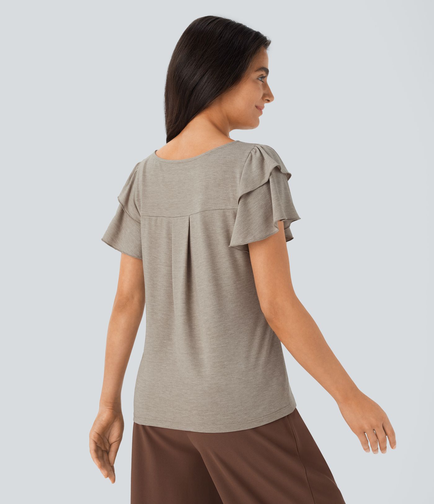 Blusa manga corta cuello barco volante