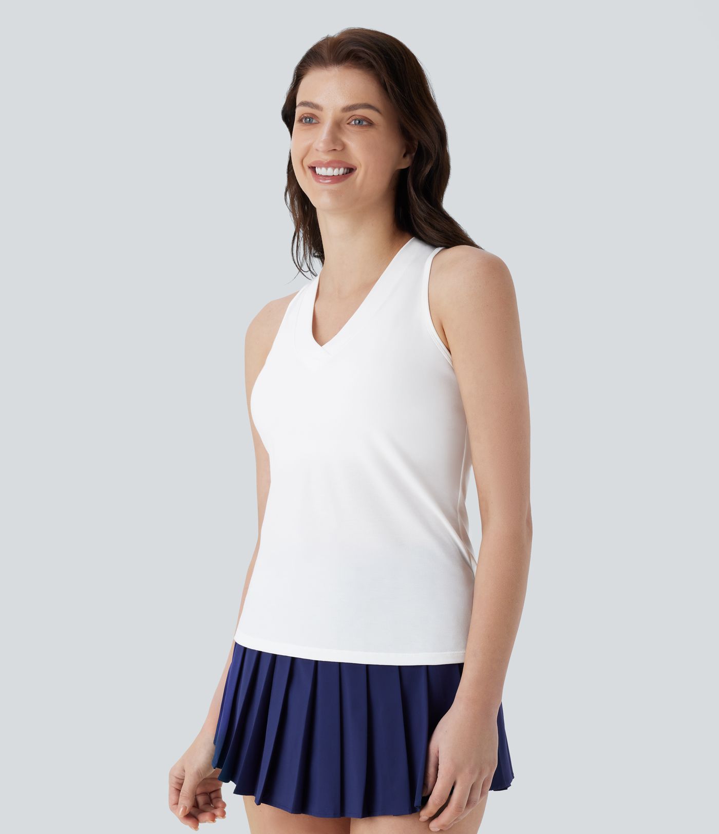 V Neck Cut Out Contrast Mesh Quick Dry Tennis Tank Top