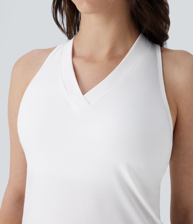V Neck Cut Out Contrast Mesh Quick Dry Tennis Tank Top