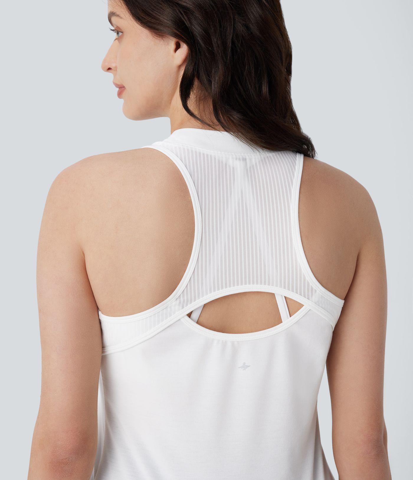 V Neck Cut Out Contrast Mesh Quick Dry Tennis Tank Top