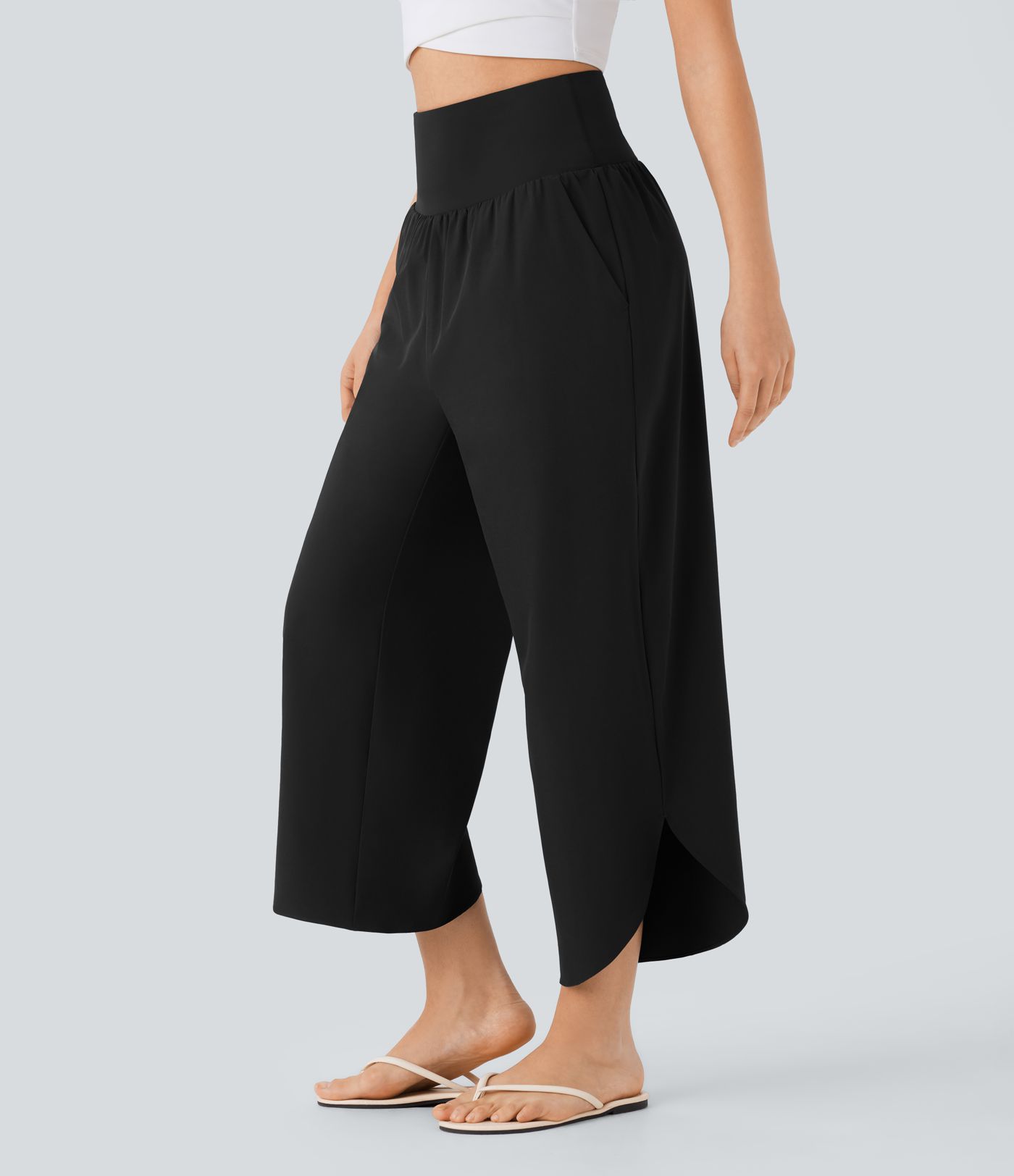 Breezeful™ High Waisted Tummy Control Split Hem Quick Dry Resort Pants with Pockets