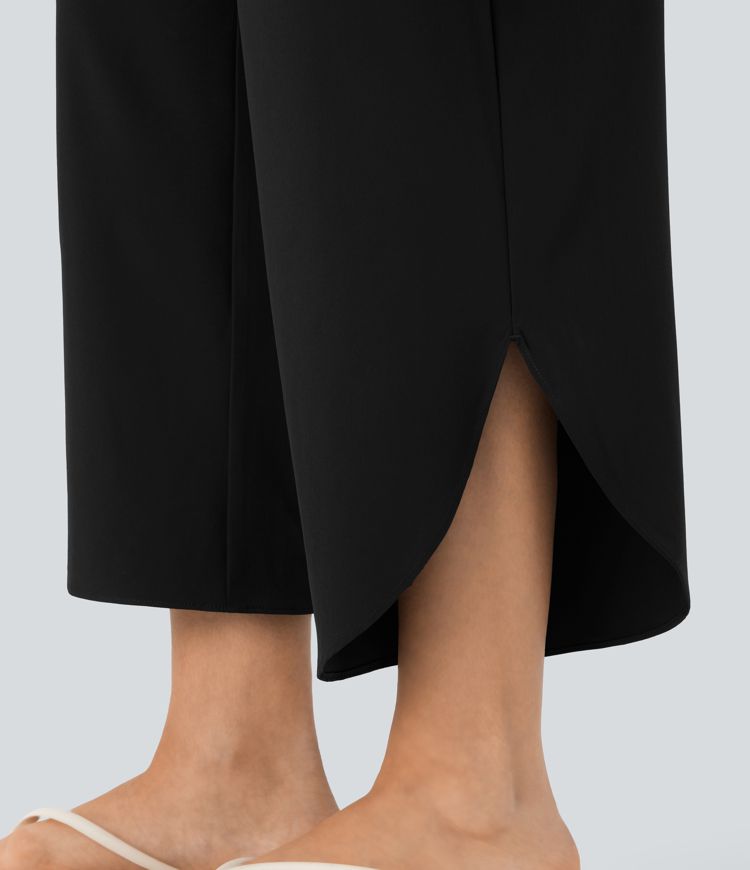 Breezeful™ High Waisted Tummy Control Split Hem Quick Dry Resort Pants with Pockets