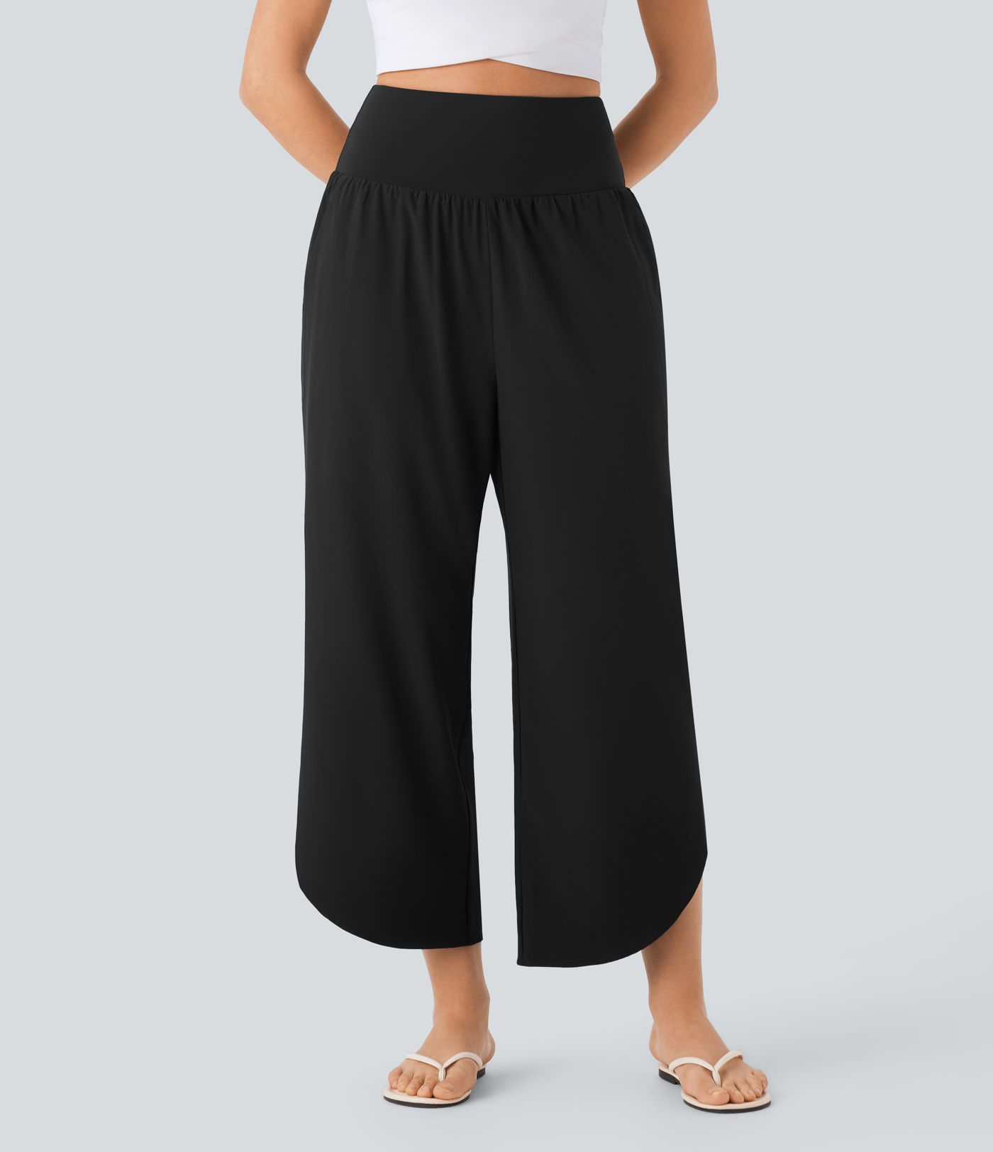 Breezeful™ High Waisted Tummy Control Split Hem Quick Dry Resort Pants with Pockets