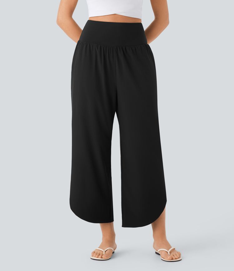 Breezeful™ High Waisted Tummy Control Split Hem Quick Dry Resort Pants with Pockets