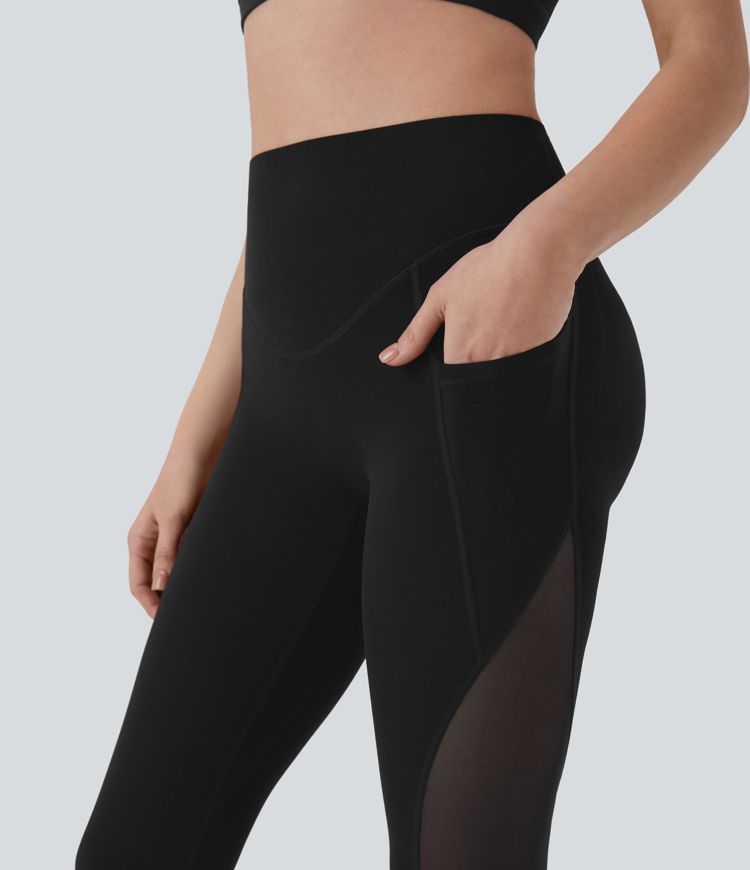 Halara UltraSculpt™ Super High Waisted Butt Lifting Tummy Control Pocket Contrast Mesh Shaping Workout Leggings
