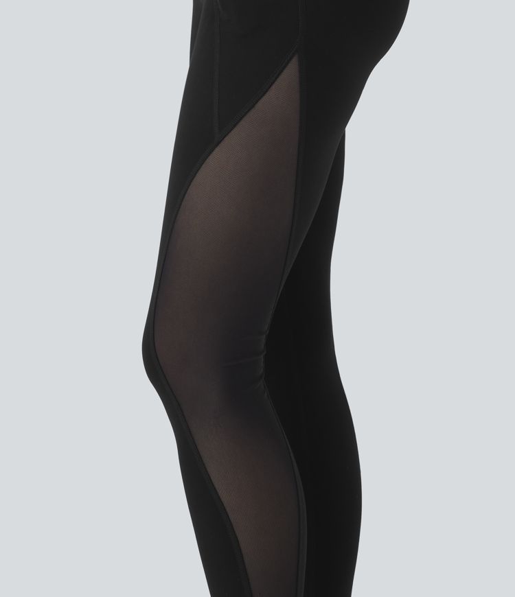 Halara UltraSculpt™ Super High Waisted Butt Lifting Tummy Control Pocket Contrast Mesh Shaping Workout Leggings