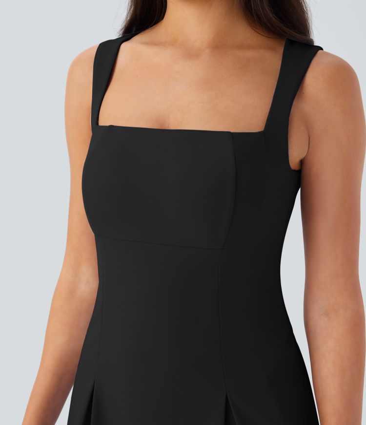 SoftlyZero™ QuickDry Square Neck Sleeveless 2-in-1 Pocket Mini Tennis Active Dress