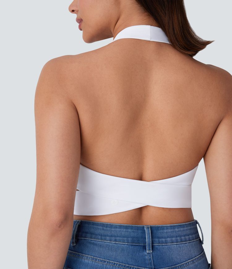 Camiseta Breezeful™ sin mangas corta secado rápido cuello halter hebilla ajustable sin espalda