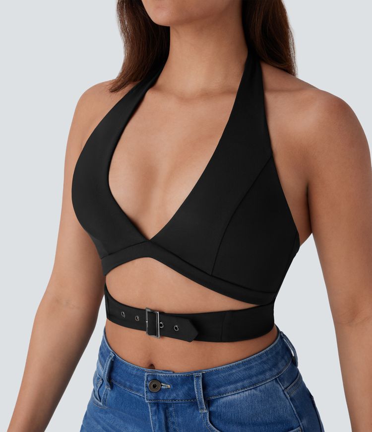 Breezeful™ Halter Adjustable Buckle Quick Dry Cropped Casual Tank Top