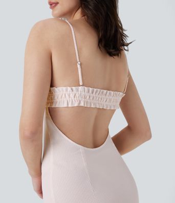 Frill Lace Up Midi Slip Dress