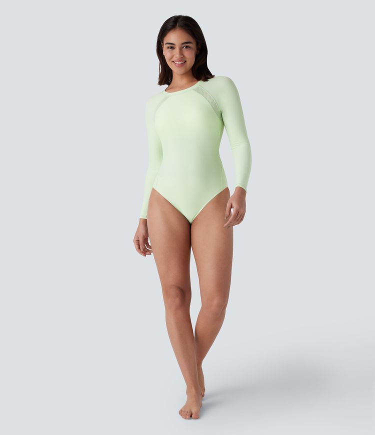 Buckle Contrast Perforated One Piece Swimsuit