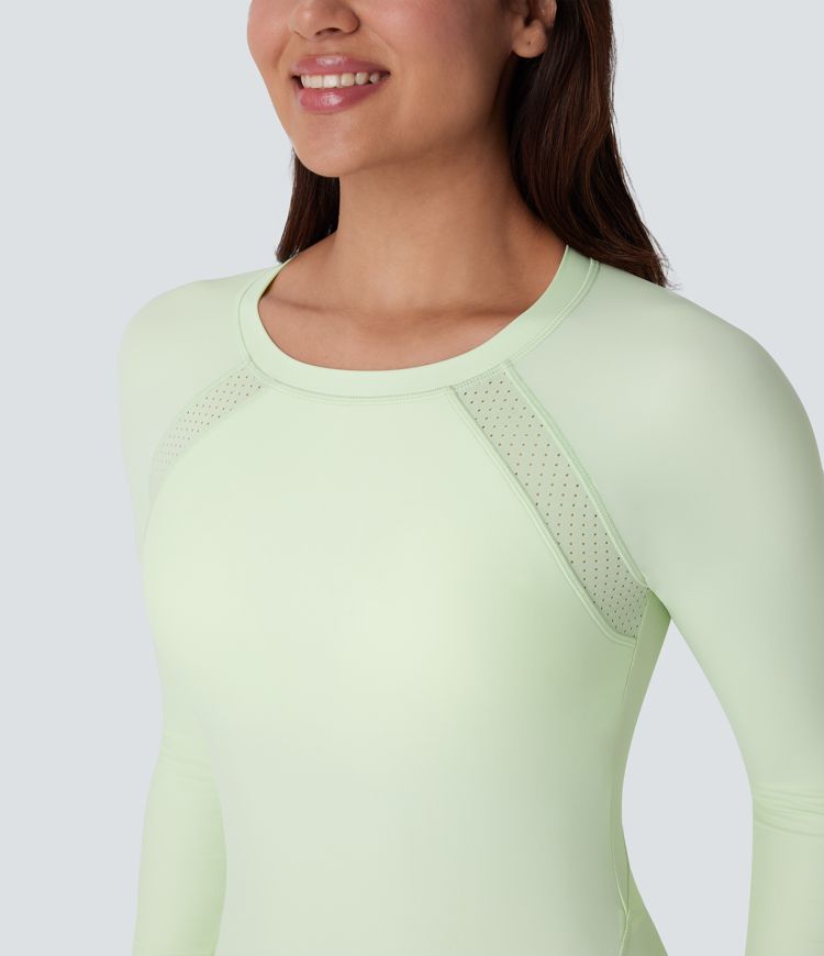 Buckle Contrast Perforated One Piece Swimsuit