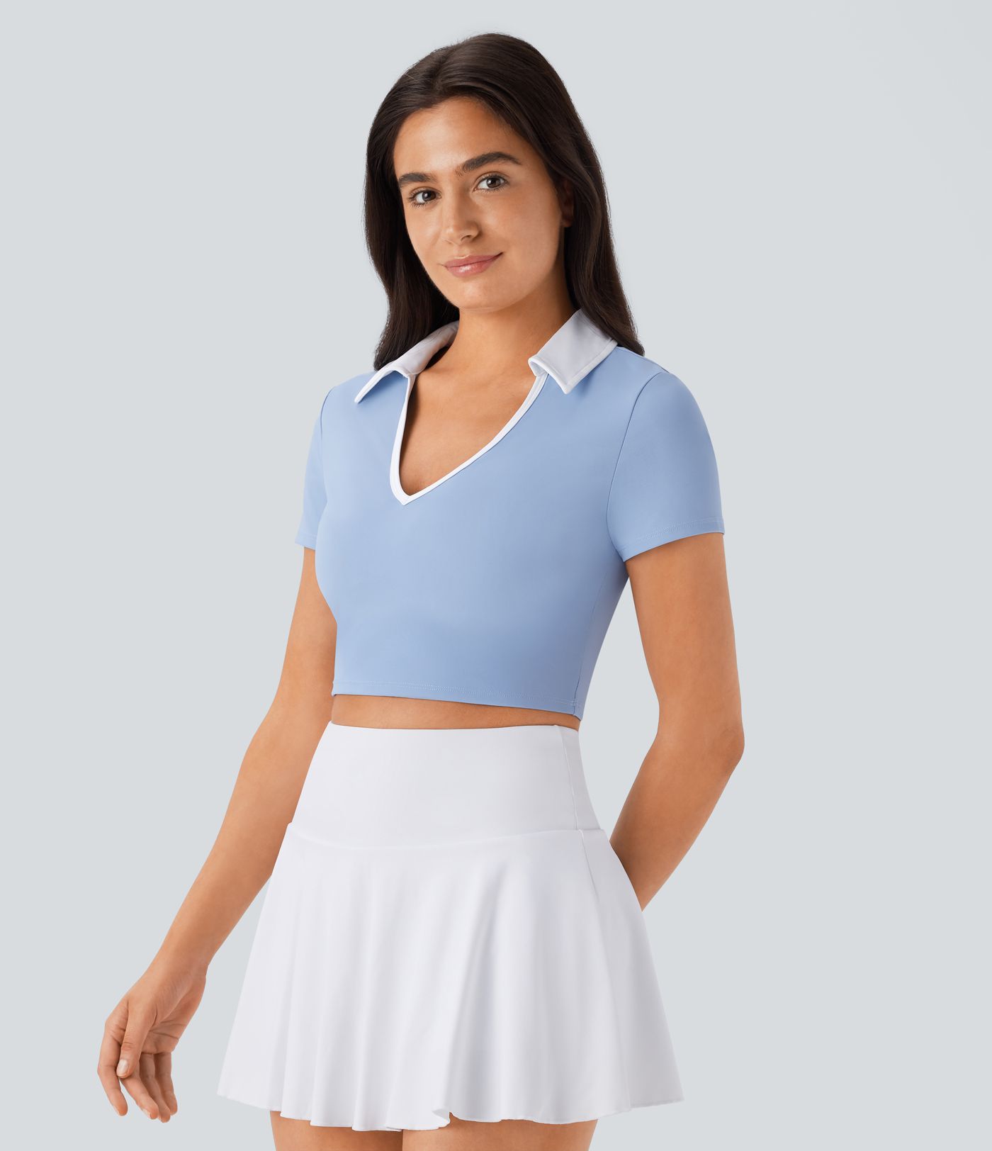 SoftlyZero™ QuickDry Color Block Cropped Tennis Sports Top