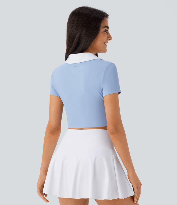 SoftlyZero™ QuickDry Color Block Cropped Tennis Sports Top