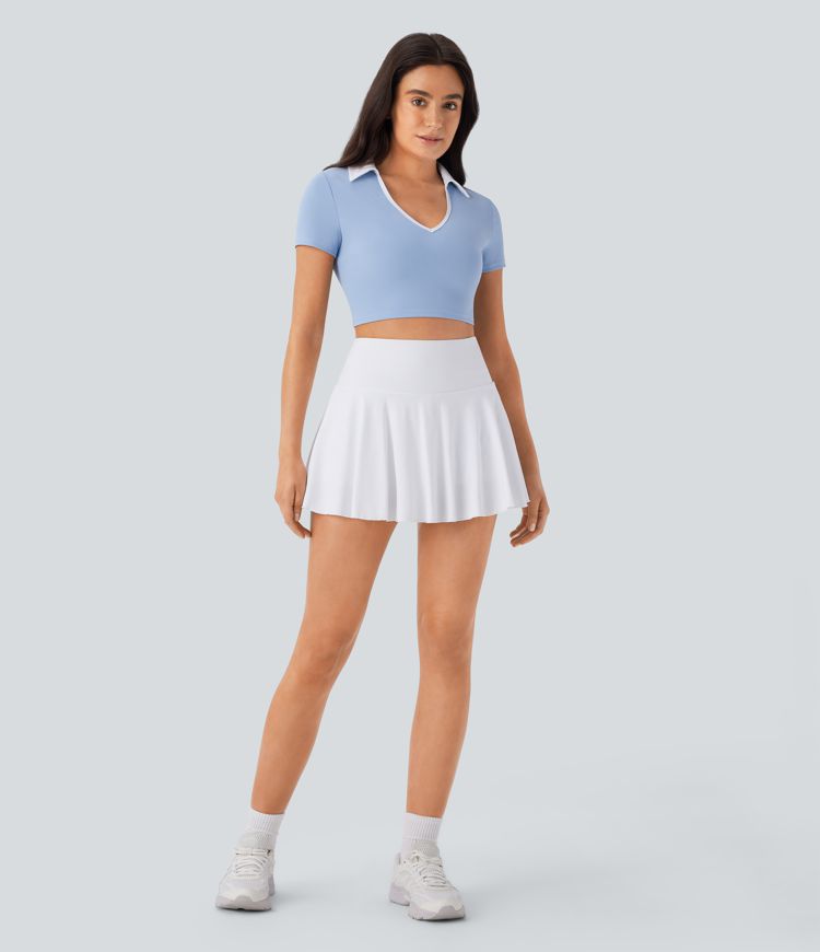 SoftlyZero™ QuickDry Color Block Cropped Tennis Sports Top