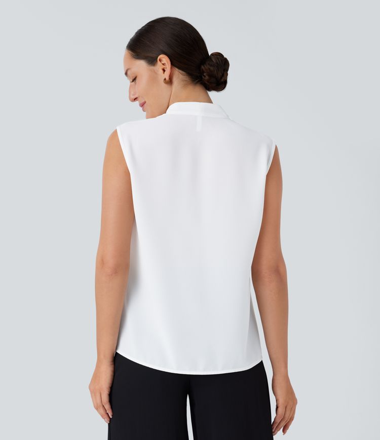 Blusa oficina sin mangas cuello V