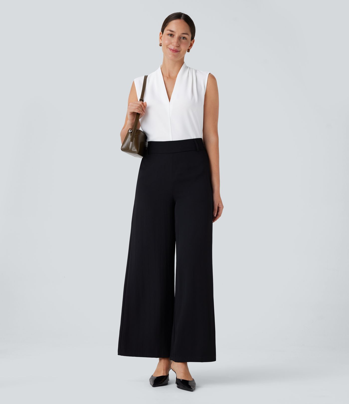 Blouse sans manches col V pour le bureau