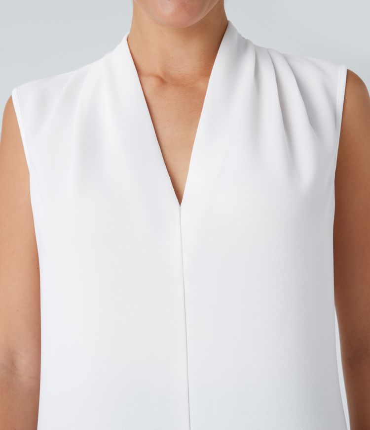 Blusa oficina sin mangas cuello V