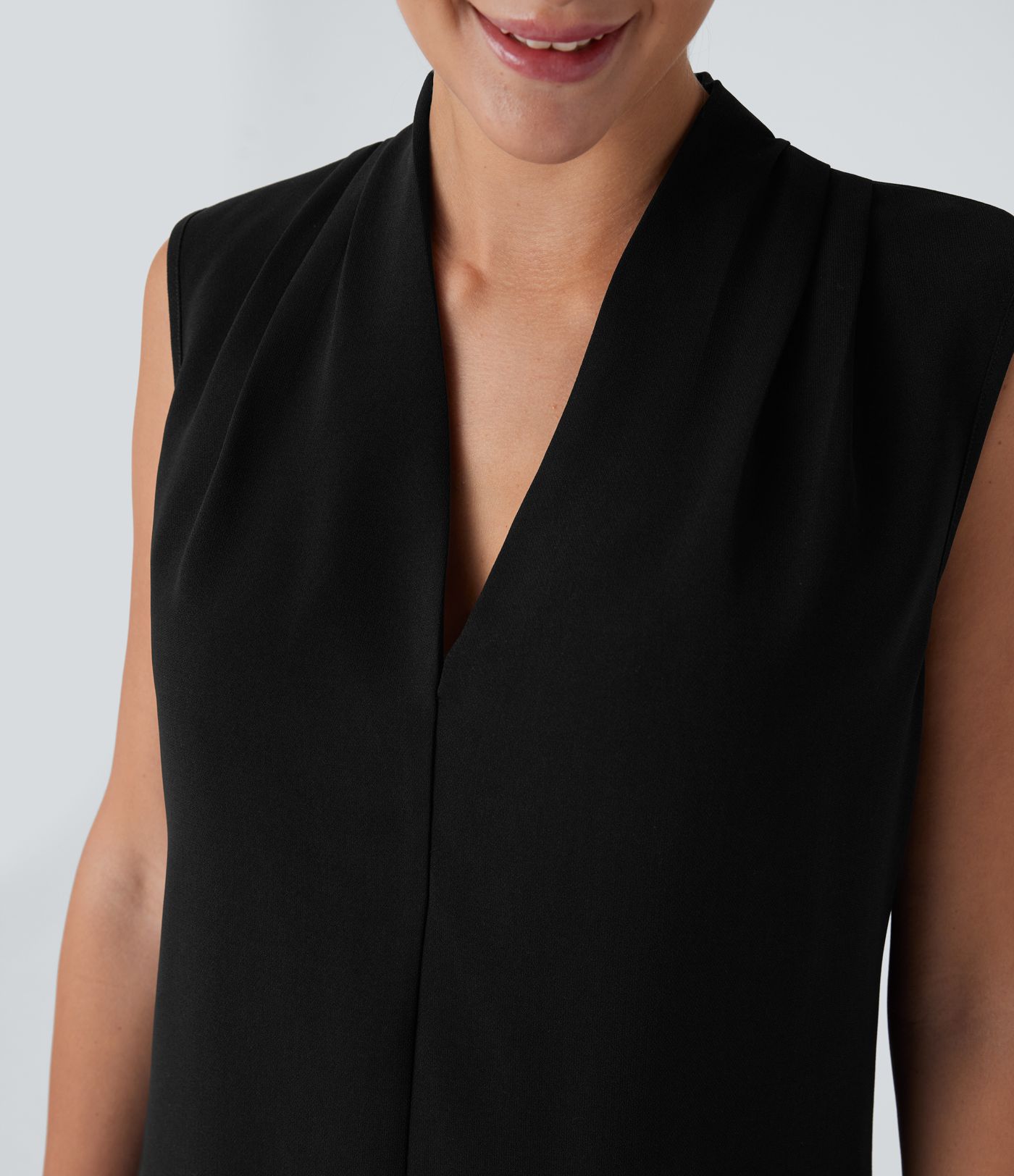 V Neck Sleeveless Women Work Blouse Top Shirt