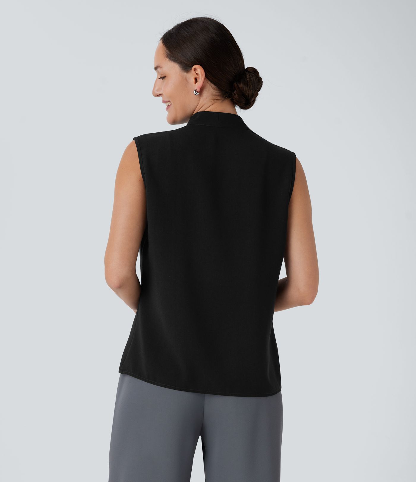 V Neck Sleeveless Women Work Blouse Top Shirt