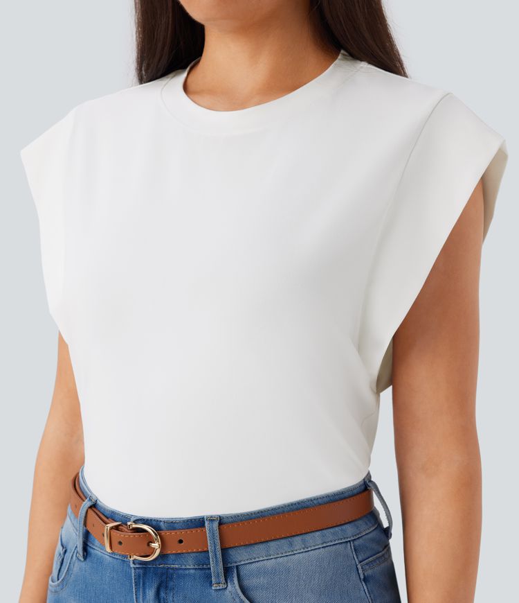 Lässiges Oberteil mit Rundhalsausschnitt und Flügelärmeln