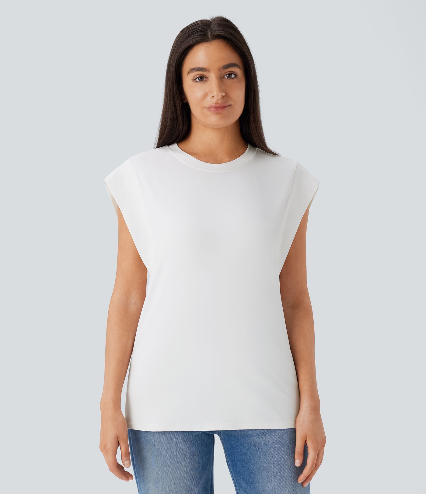 Lässiges Oberteil mit Rundhalsausschnitt und Flügelärmeln