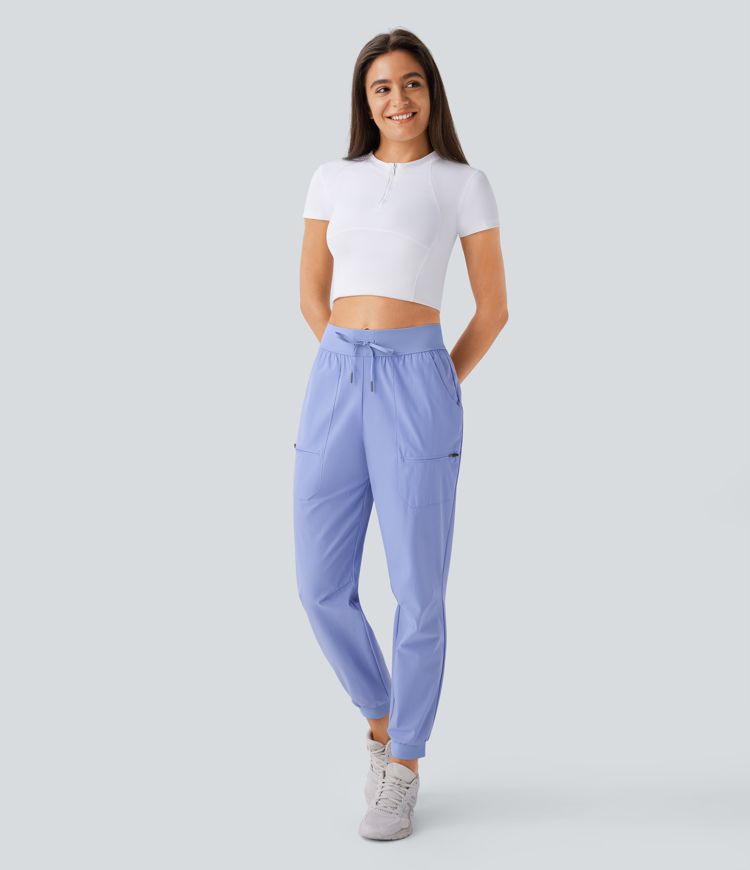 Water Repellent Wear-Resistant Mid Rise Drawstring Pockets Hiking Pile Joggers