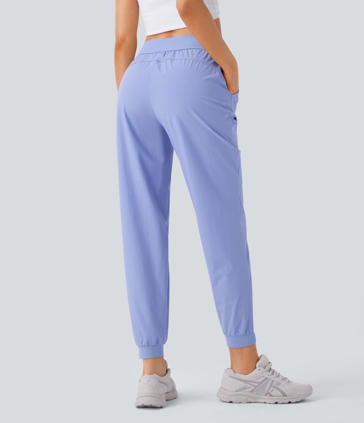 Water Repellent Wear-Resistant Mid Rise Drawstring Multiple Pockets Hiking Pile Joggers