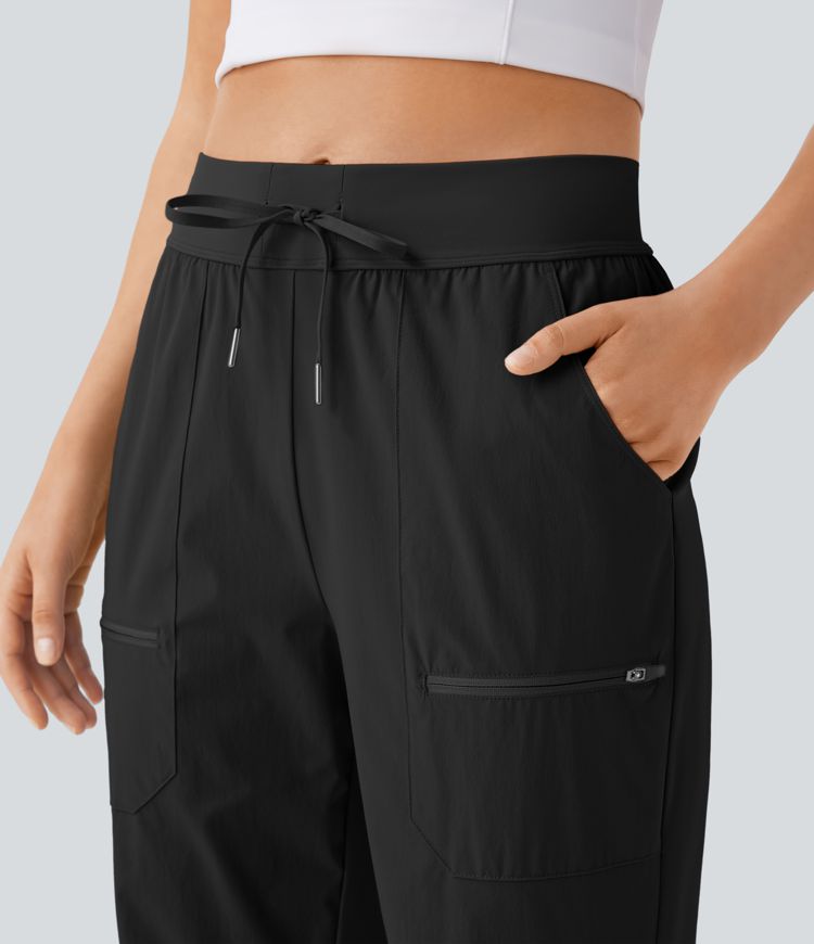 Water Repellent Wear-Resistant Mid Rise Drawstring Multiple Pockets Hiking Pile Joggers