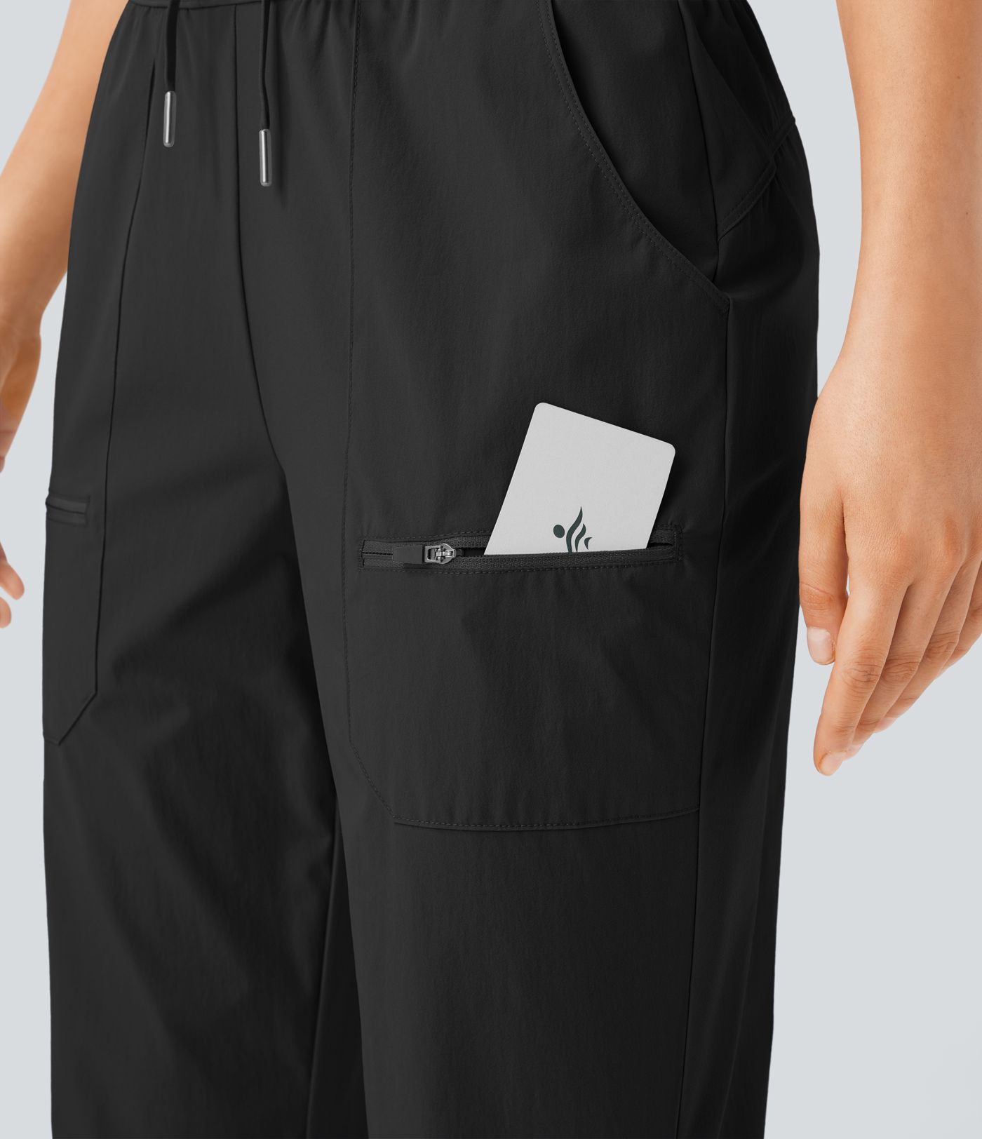 Water Repellent Wear-Resistant Mid Rise Drawstring Pockets Hiking Pile Joggers