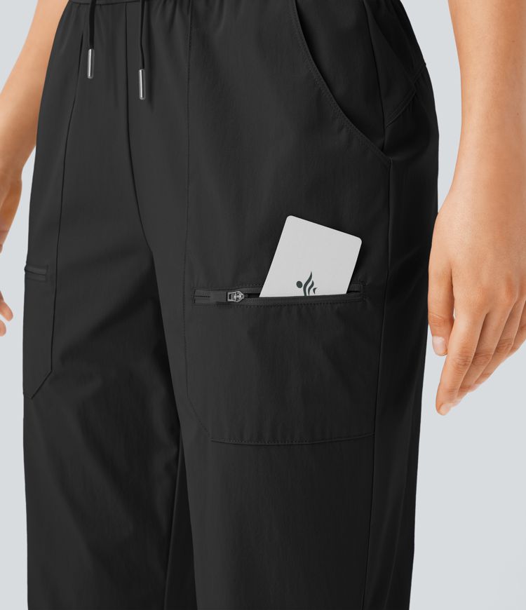 Water Repellent Wear-Resistant Mid Rise Drawstring Pockets Hiking Pile Joggers
