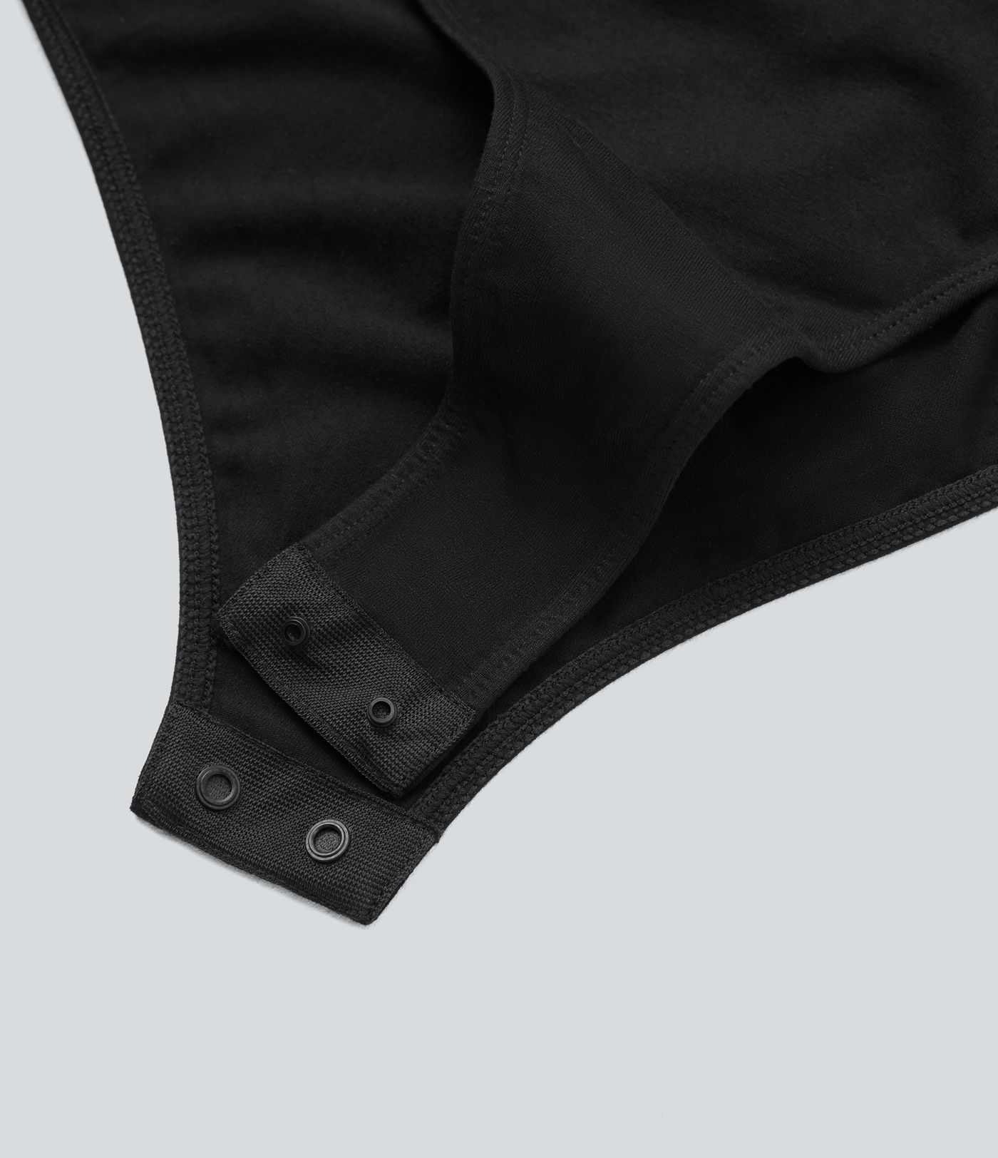 U Neck Short Sleeve Snap Skinny Work Bodysuit