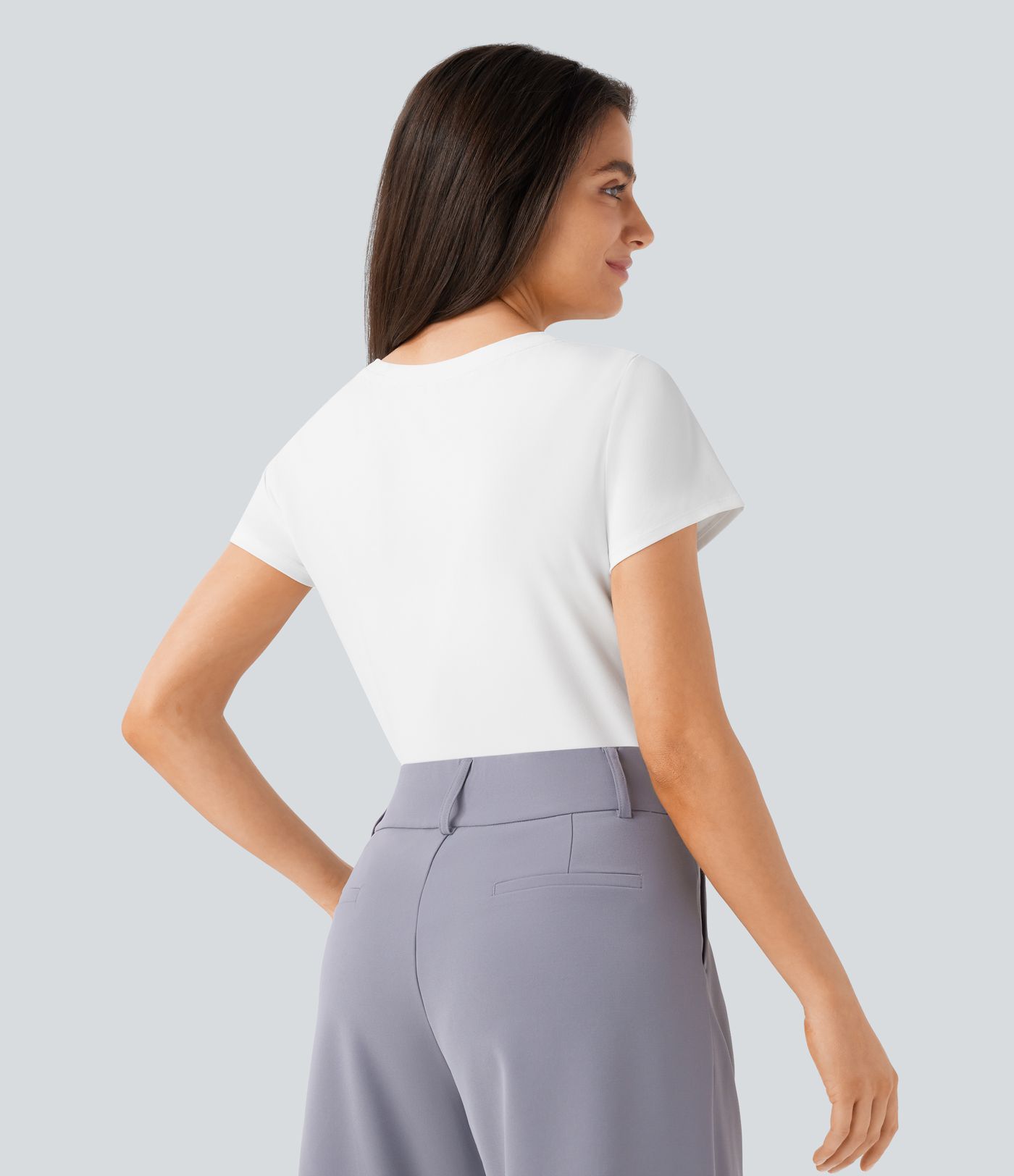 Round Neck Short Sleeve Basic Work Top