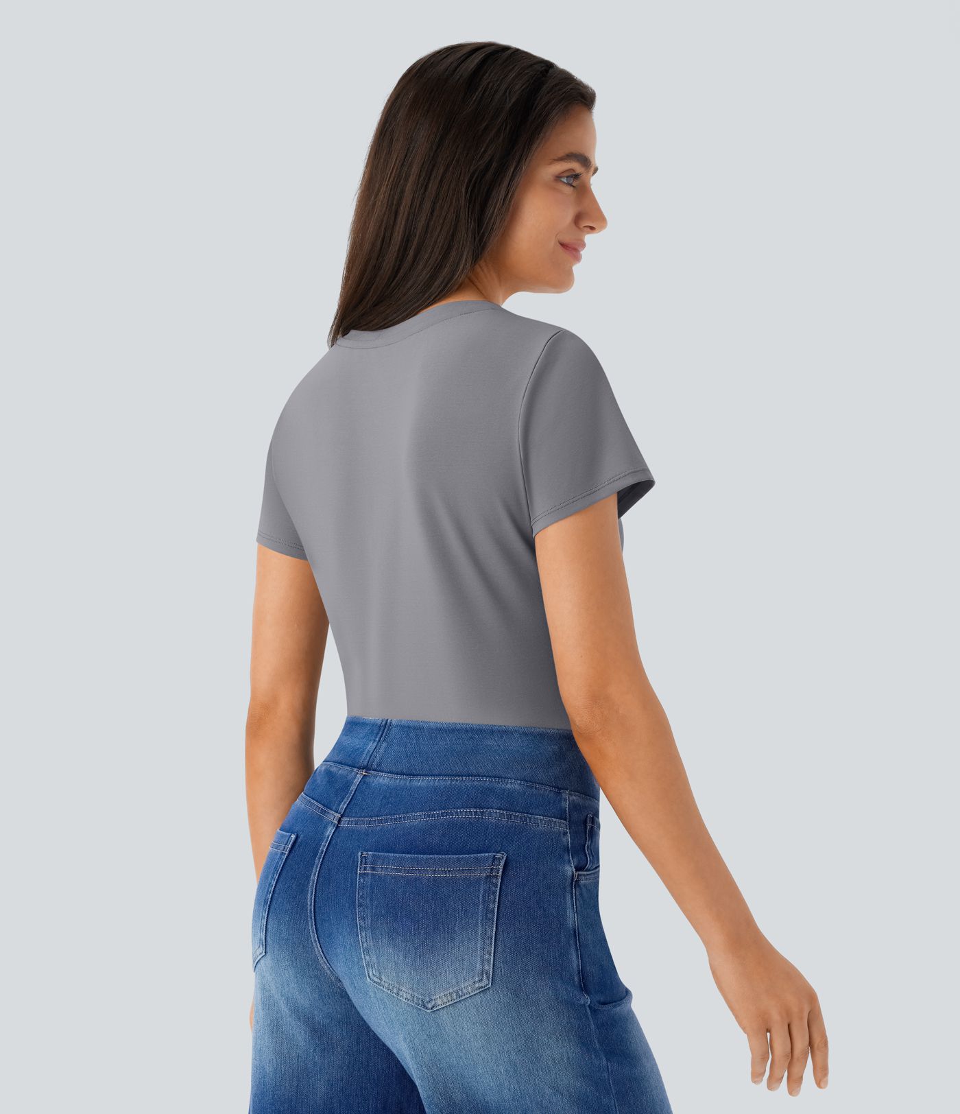 Round Neck Short Sleeve Basic Work Top