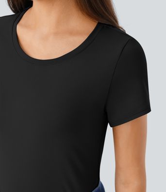 Crew Neck Short Sleeve Basic Work Top Crew Neck Short Sleeve Basic Work Top