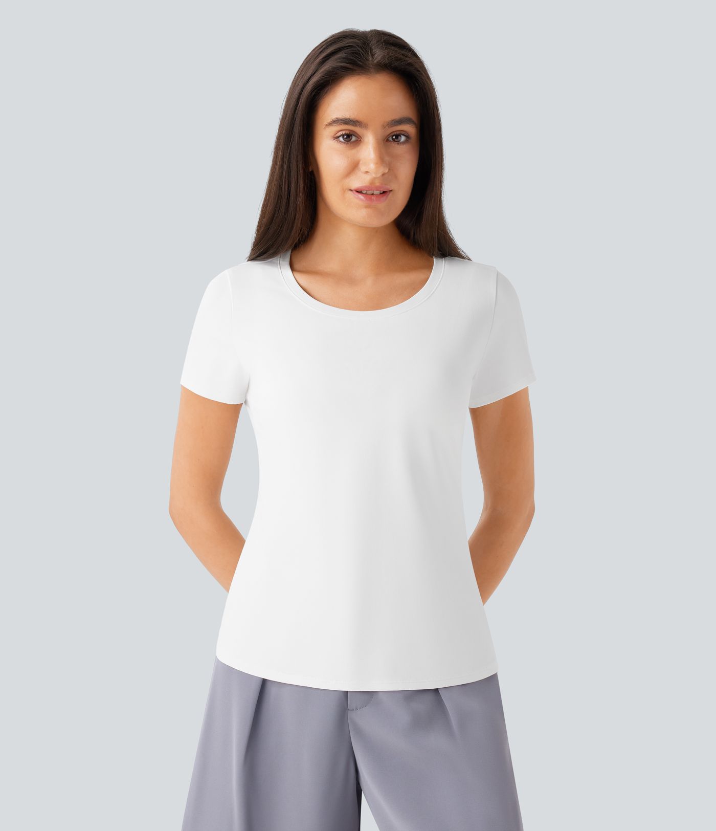 Round Neck Short Sleeve Basic Work Top