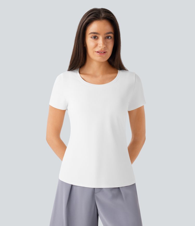 Round Neck Short Sleeve Basic Work Top