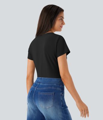 Crew Neck Short Sleeve Basic Work Top Crew Neck Short Sleeve Basic Work Top