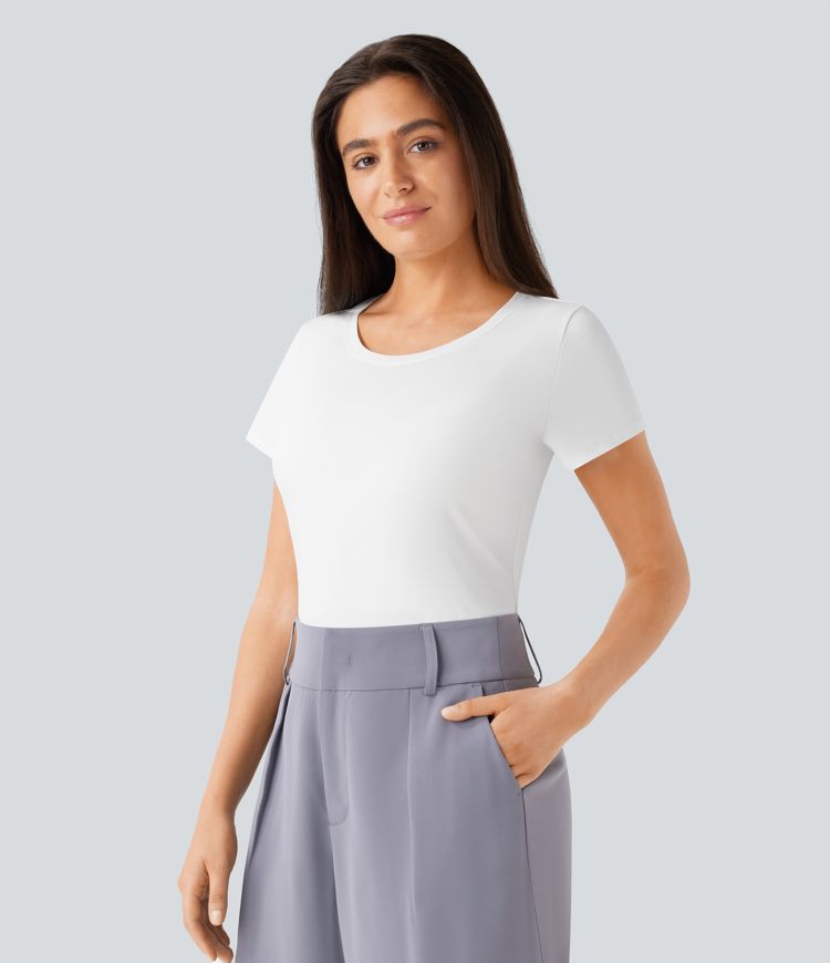 Round Neck Short Sleeve Basic Work Top