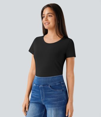 Crew Neck Short Sleeve Basic Work Top Crew Neck Short Sleeve Basic Work Top