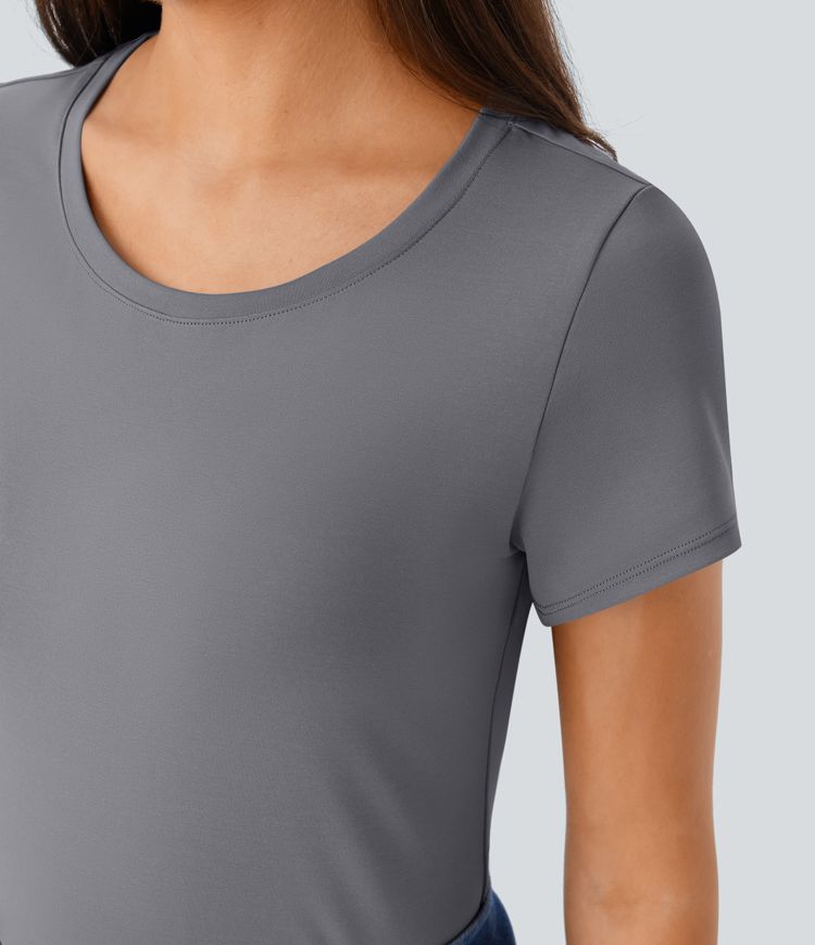 Round Neck Short Sleeve Basic Work Top
