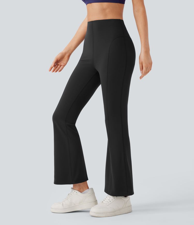 High Waisted Back Pocket Slight Flare Yoga Leggings