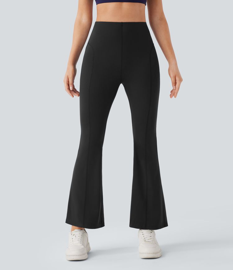 High Waisted Back Pocket Slight Flare Yoga Leggings